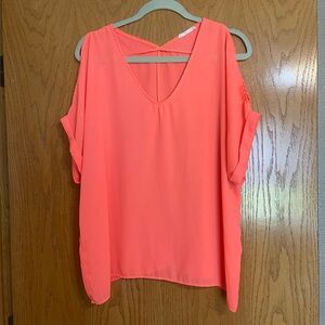 LUSH brand, neon bright, cold shoulder top